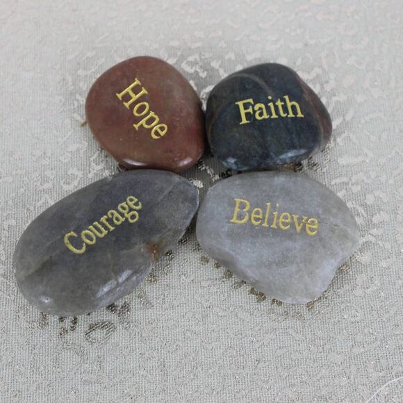 Affirmation Gift Stones Gold Tone Lettering - Picture 5 of 6